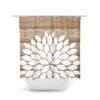 Flower Shower Curtain, Tan And White Bathroom Decor, Farmhouse Bathroom, Girl Bathroom, Tan Shower Curtain, Bathtub Curtain