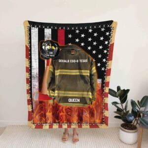 Gift For Fireman - Personalized Firefighter USA Quilt Bedding Set