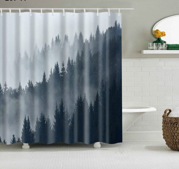 Gray Pine Trees Forest Shower Curtain, Minimalist Simple Modern Fabric Bathroom Curtain, Home Bath Decor Accessories