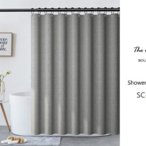Grey Linen Texture Polyester Extra Thick Shower Curtain
