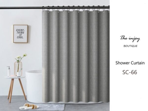 Grey Linen Texture Polyester Extra Thick Shower Curtain