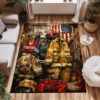 Heroic Touch: Custom Firefighter's Gear and Memorabilia Area Rug, Firefighter Rugs for Living Room Bedroom, Firefighter Rectangular Rugs Full Size FR129