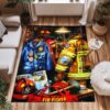 Honor Bravery with Custom Firefighter's Gear and Memorabilia Area Rug, Firefighter Rugs for Living Room Bedroom, Firefighter Rectangular Rugs Full Size FR135