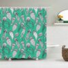 Jellyfish In The Ocean Shower Curtain, Beach Sea Coast Corals Underwater Green White Creature, Bathroom Curtain