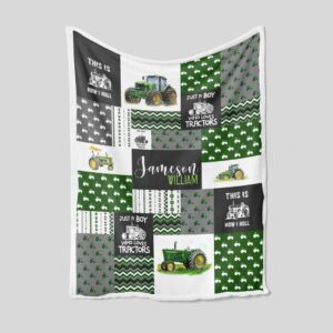 Just A Boy Who Loves Tractors Blanket - Custom Baby Quilt Bedding Set - Perfect for Bedroom Decor, Great Gifts for Family