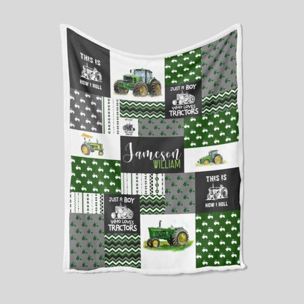 Just A Boy Who Loves Tractors Blanket - Custom Baby Quilt Bedding Set - Perfect for Bedroom Decor, Great Gifts for Family