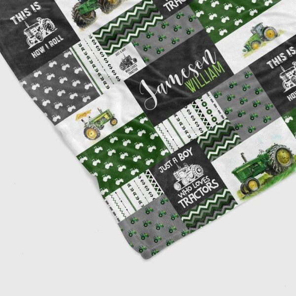 Just A Boy Who Loves Tractors Blanket - Custom Baby Quilt Bedding Set - Perfect for Bedroom Decor, Great Gifts for Family