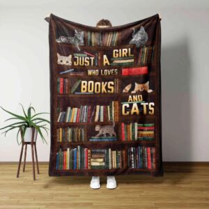Just A Girl Who Loves Books And Cats Blanket - Personalized Name Quilt Blanket Bedding Set - Great Gifts for Family and Home Decoration