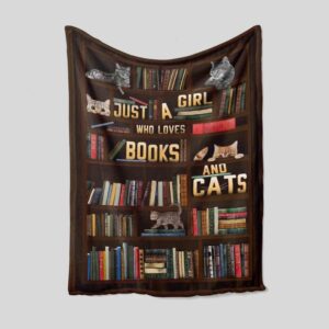 Just A Girl Who Loves Books And Cats Blanket - Personalized Name Quilt Blanket Bedding Set - Great Gifts for Family and Home Decoration