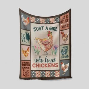 Just A Girl Who Loves Chickens Blanket - Personalized Name Quilt Blanket - Farm Decor Blanket, Great Gifts for Family