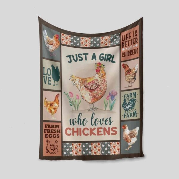 Just A Girl Who Loves Chickens Blanket - Personalized Name Quilt Blanket - Farm Decor Blanket, Great Gifts for Family