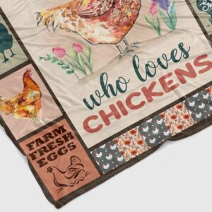 Just A Girl Who Loves Chickens Blanket - Personalized Name Quilt Blanket - Farm Decor Blanket, Great Gifts for Family