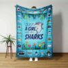 Just A Girl Who Loves Sharks Blanket - Personalized Name Quilt Blanket - Home Decoration, Great Gifts for Family