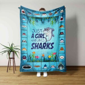Just A Girl Who Loves Sharks Blanket - Personalized Name Quilt Blanket - Home Decoration, Great Gifts for Family
