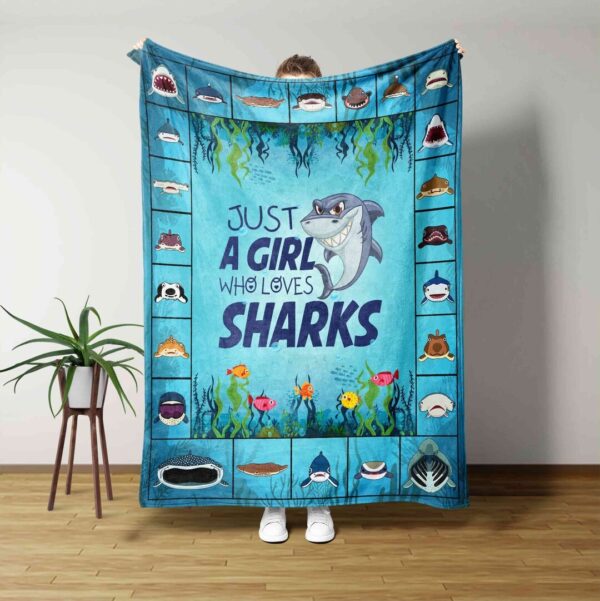 Just A Girl Who Loves Sharks Blanket - Personalized Name Quilt Blanket - Home Decoration, Great Gifts for Family