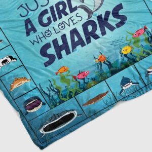 Just A Girl Who Loves Sharks Blanket - Personalized Name Quilt Blanket - Home Decoration, Great Gifts for Family