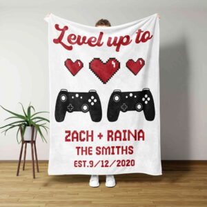 Level Up To Heart Blanket - Custom Gamer Quilt Bedding Set - Sofa Blanket, Great Gifts for Family