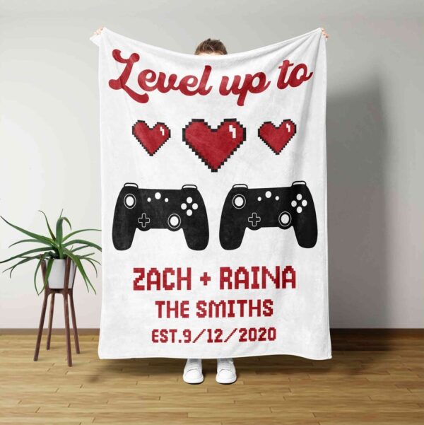 Level Up To Heart Blanket - Custom Gamer Quilt Bedding Set - Sofa Blanket, Great Gifts for Family
