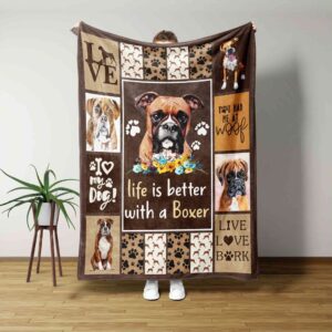Life Is Better With A Boxer Blanket - Personalized Name Quilt Bedding Set - Great Gifts for Family and Home Decoration