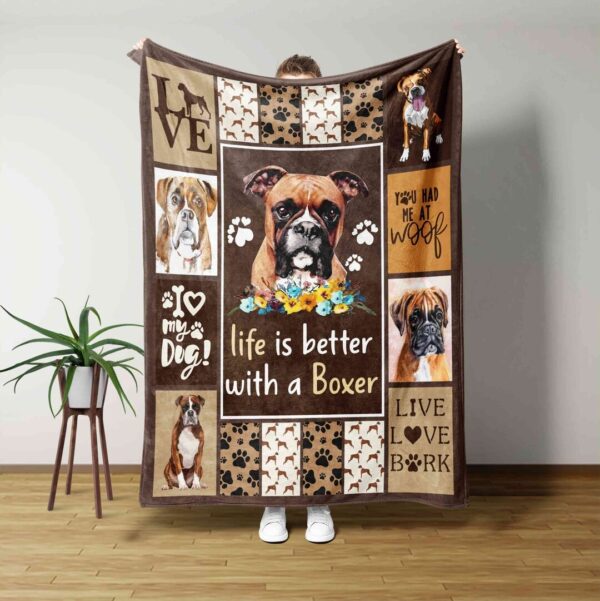Life Is Better With A Boxer Blanket - Personalized Name Quilt Bedding Set - Great Gifts for Family and Home Decoration