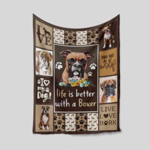 Life Is Better With A Boxer Blanket - Personalized Name Quilt Bedding Set - Great Gifts for Family and Home Decoration