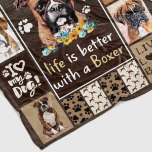 Life Is Better With A Boxer Blanket - Personalized Name Quilt Bedding Set - Great Gifts for Family and Home Decoration