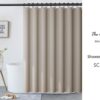 Light Brown Linen-Textured Thick Shower Curtain, Extra Heavy Curtain Waterproof, Small Grommets Curtains.