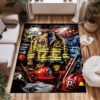 Make a Statement with Personalized Firefighter's Gear and Memorabilia Rug, Firefighter Rugs for Living Room Bedroom, Firefighter Rectangular Rugs Full Size FR130