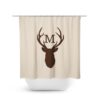 Monogram Shower Curtain, Deer Head Antler Bathtub Curtain, Woodland Bathroom, Brown Bathroom Decor, Brown Boy Bathroom