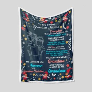 My Sweet Grandson Blanket - Personalized Name Quilt Blanket Bedding Set - Great Gifts for Family and Home Decoration