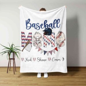 Nana Baseball Blanket - Personalized Name Quilt Bedding Set - Great Gifts for Family