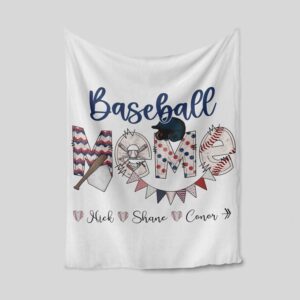 Nana Baseball Blanket - Personalized Name Quilt Bedding Set - Great Gifts for Family