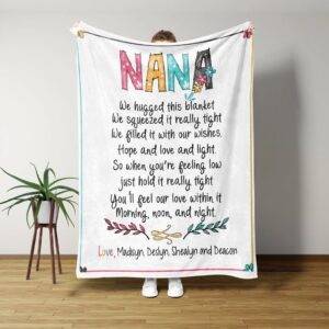 Nana Love Blanket - Personalized Name Quilt Blanket Bedding Set - Great Gifts for Family