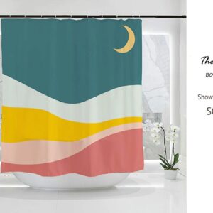 Night Moon Phases Shower Curtain, Farmhouse Shower Curtains, Boho Home Decor Ideas, Waterproof Washable