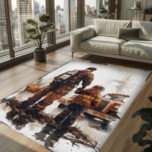 Nurturing Bonds: Personalized Firefighter-Themed Rugs for Dad and Daughter, Firefighter Rugs for Living Room Bedroom, Firefighter Rectangular Rugs Full Size FR117