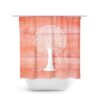 Orange Shower Curtain For Country Farmhouse Bathroom Decor, Cute Coral Bath Curtain, Extra Long Shower Curtain