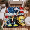 Pay Tribute to Bravery: Custom Firefighter's Gear and Memorabilia Area Rug, Firefighter Rugs for Living Room Bedroom, Firefighter Rectangular Rugs Full Size FR139