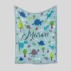 Personalize Dinosaur Blanket - Custom Baby Quilt Bedding Set - Great Gifts for Family and Home Decoration