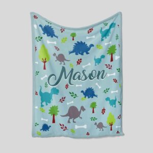 Personalize Dinosaur Blanket - Custom Baby Quilt Bedding Set - Great Gifts for Family and Home Decoration