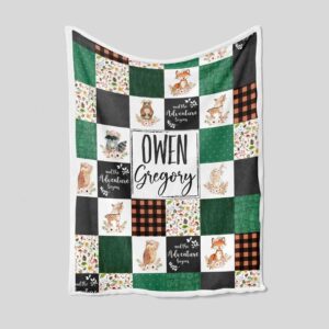Personalized Animal Woodland Blanket - Custom Baby Quilt Bedding Set - Great Gifts for Family and Home Decoration