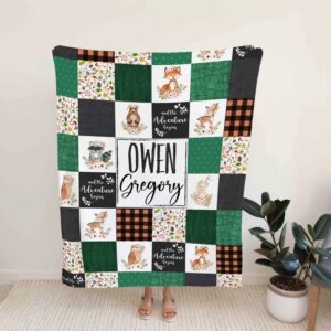 Personalized Animal Woodland Blanket - Custom Baby Quilt Bedding Set - Great Gifts for Family and Home Decoration