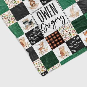 Personalized Animal Woodland Blanket - Custom Baby Quilt Bedding Set - Great Gifts for Family and Home Decoration
