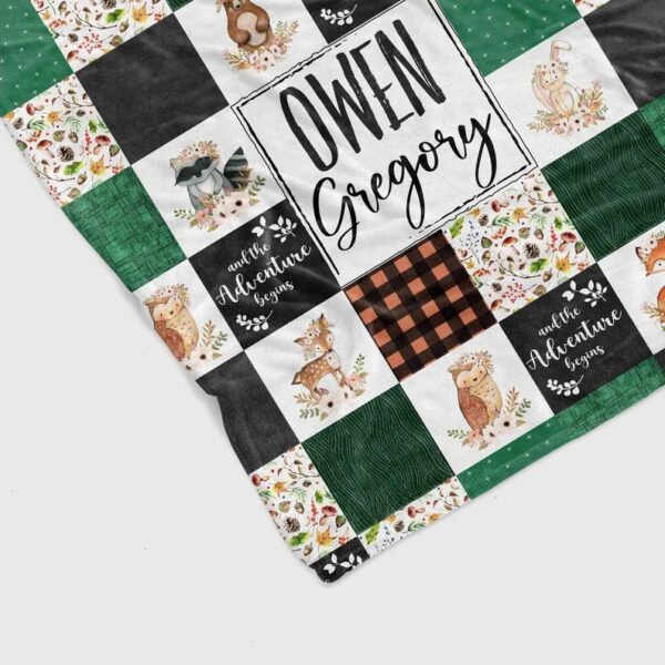 Personalized Animal Woodland Blanket - Custom Baby Quilt Bedding Set - Great Gifts for Family and Home Decoration
