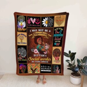 Personalized Black Woman Social Worker Blanket - Home Decoration