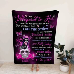 Personalized Butterfly Breast Cancer Quilt Blanket - Great Gifts for Family