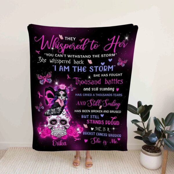 Personalized Butterfly Breast Cancer Quilt Blanket - Great Gifts for Family