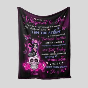 Personalized Butterfly Breast Cancer Quilt Blanket - Great Gifts for Family