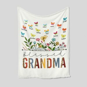 Personalized Butterfly Grandparents Quilt Blanket - Suitable for Picnic
