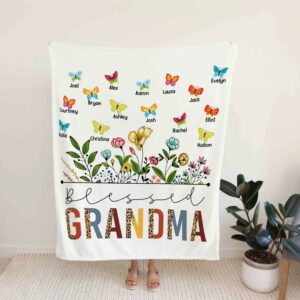 Personalized Butterfly Grandparents Quilt Blanket - Suitable for Picnic