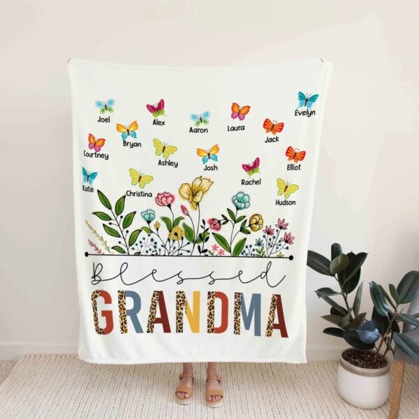 Personalized Butterfly Grandparents Quilt Blanket - Suitable for Picnic